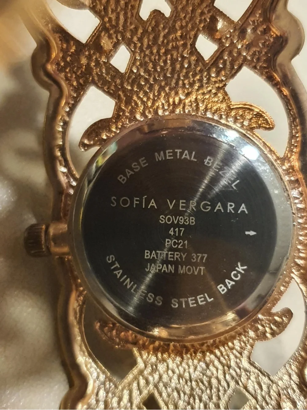 🦋10/$20🦋 Sofia Vergara Rose Gold/MOP Rhinestone Metal Women's Cuff Watch